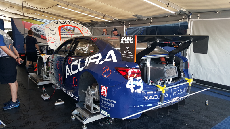 Realtime Racing doing alignment and balancing on the TLX GT. Although the car isn’t very competitive, i applaud Acura for at least submitting a car to race and not giving up on motorsport.